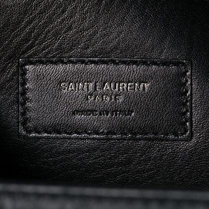 Saint Laurent Calfskin Crocodile Embossed Medium West Hollywood Monogram Fold-Over Black 2 of 14