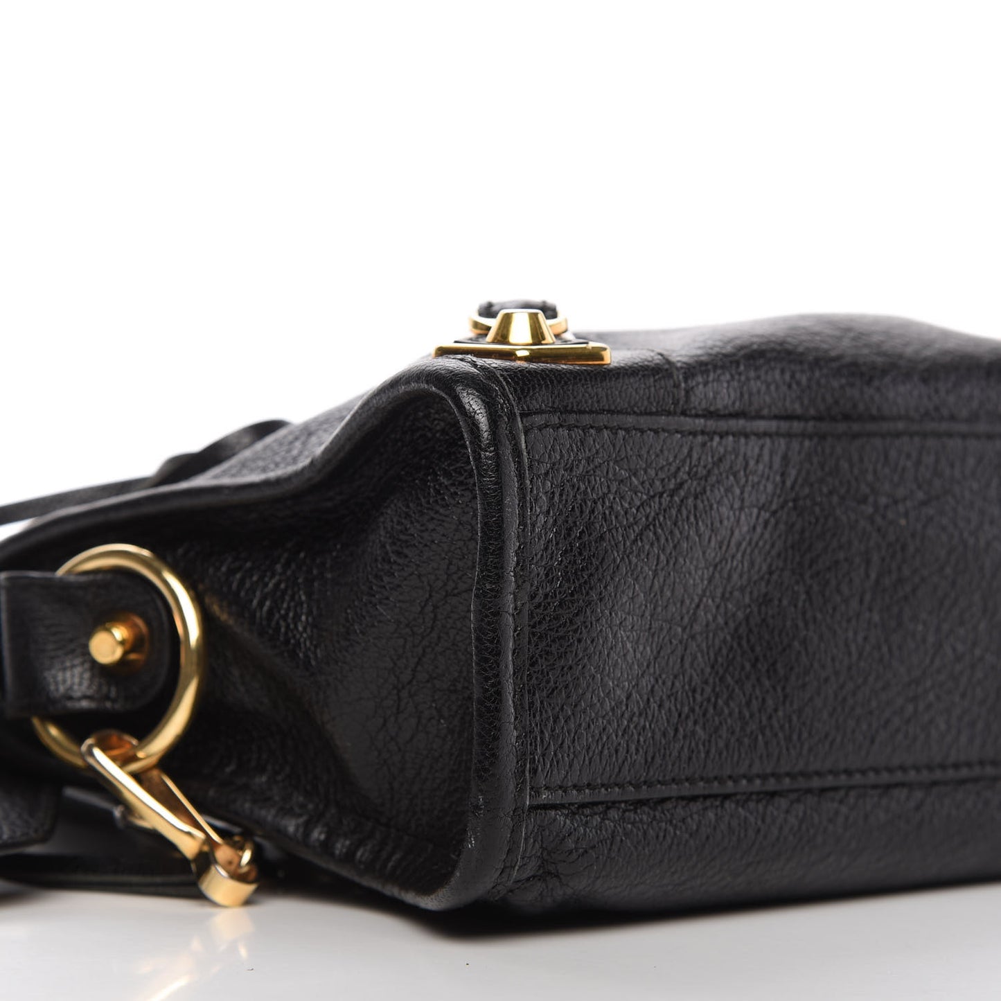 Chevre Gold Metallic Edge Hardware Mini City Black