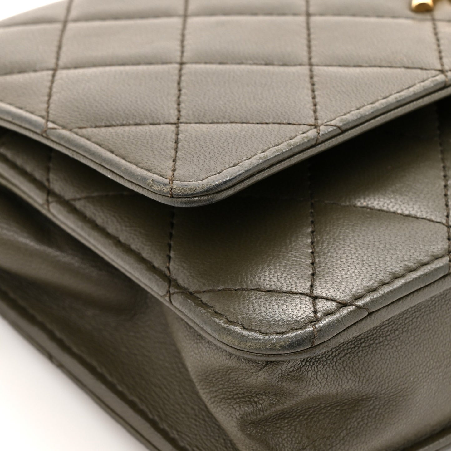 Lambskin Quilted Trendy CC Wallet On Chain WOC Green