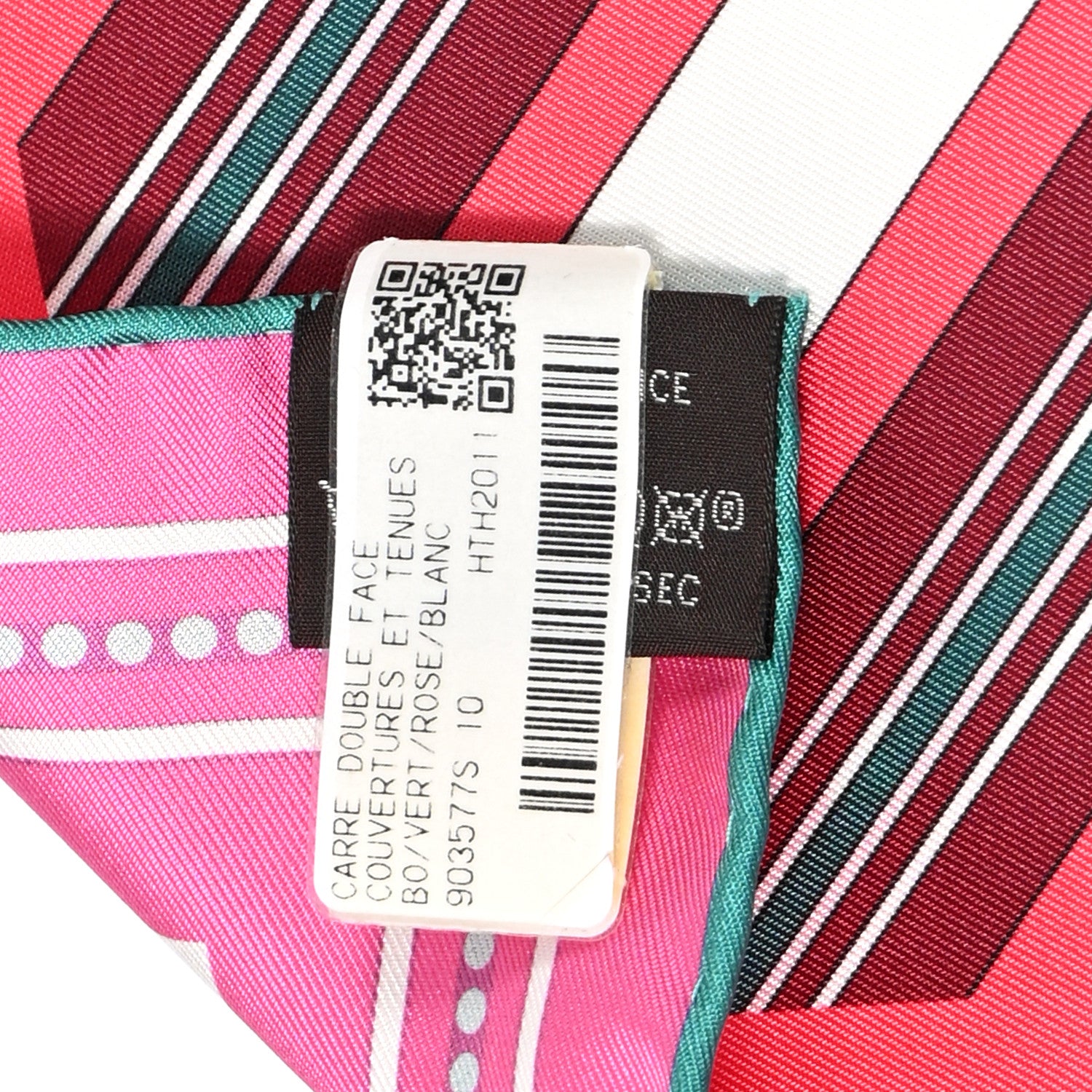 Hermes Silk Couvertures Et Tenues Double Face Scarf 90 Vert Rose White 5 of 7