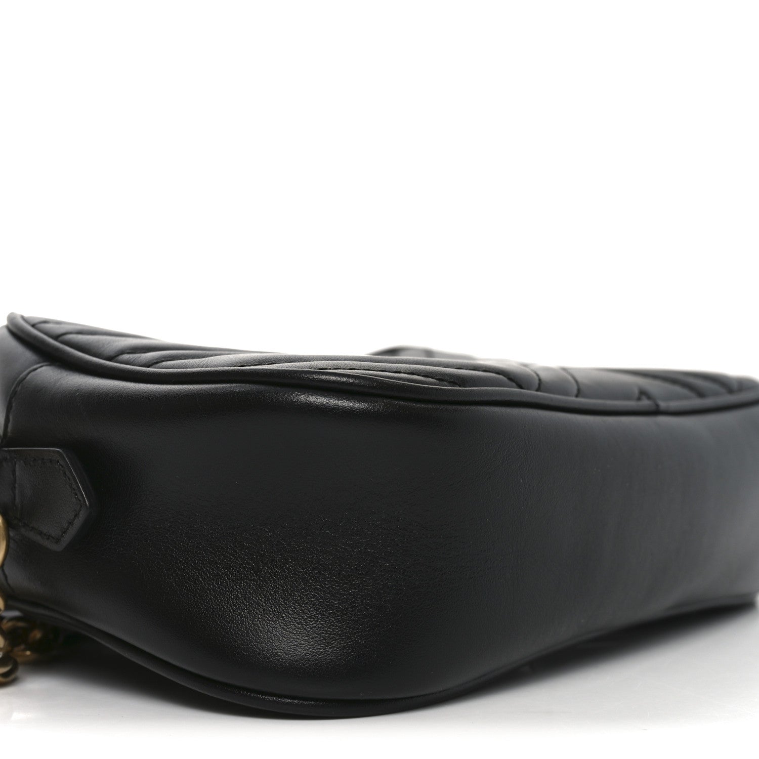 Gucci Calfskin Matelasse Small GG Marmont Chain Shoulder Bag Black 9 of 11
