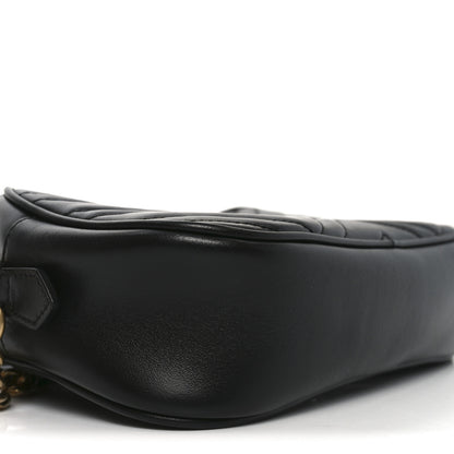 Gucci Calfskin Matelasse Small GG Marmont Chain Shoulder Bag Black 9 of 11