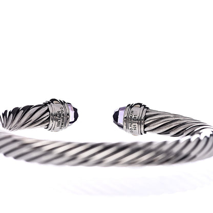 David Yurman Sterling Silver 14K Yellow Gold Amethyst 7mm Cable Classics Bracelet 4 of 5
