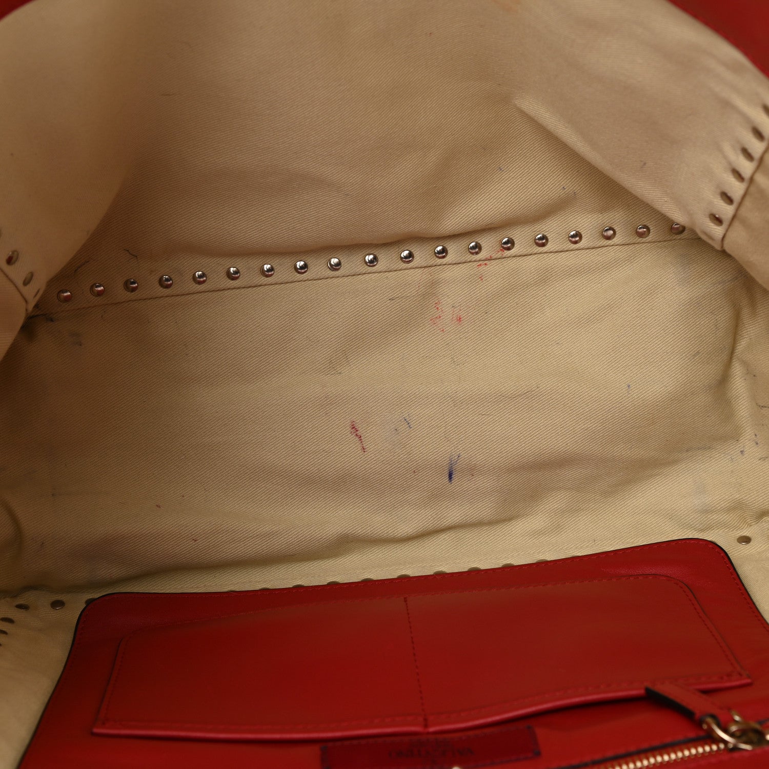 Valentino Garavani Vitello Medium Rockstud Tote Rosso Valentino 5 of 11