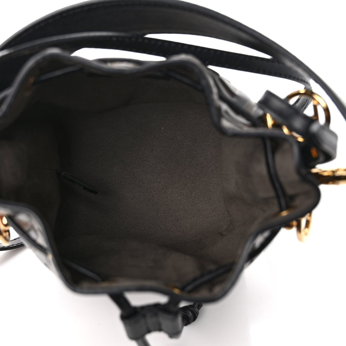 Vitello Liberty F is Fendi Bi-Color FF 1974 Embossed Mini Mon Tresor Bucket Bag Maya Black