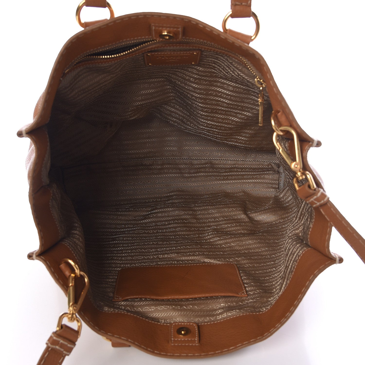 Prada Vitello Daino Logo Shopping Tote Cuoio 5 of 16
