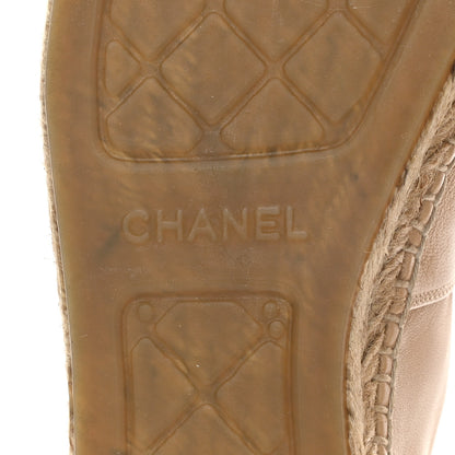 Chanel Lambskin CC Espadrilles 39 Beige Black 6 of 11