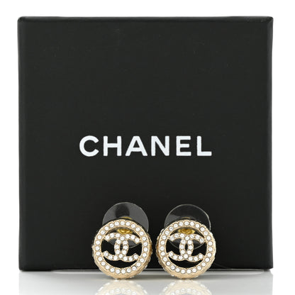 Chanel Crystal CC Round Earrings Gold 5 of 5