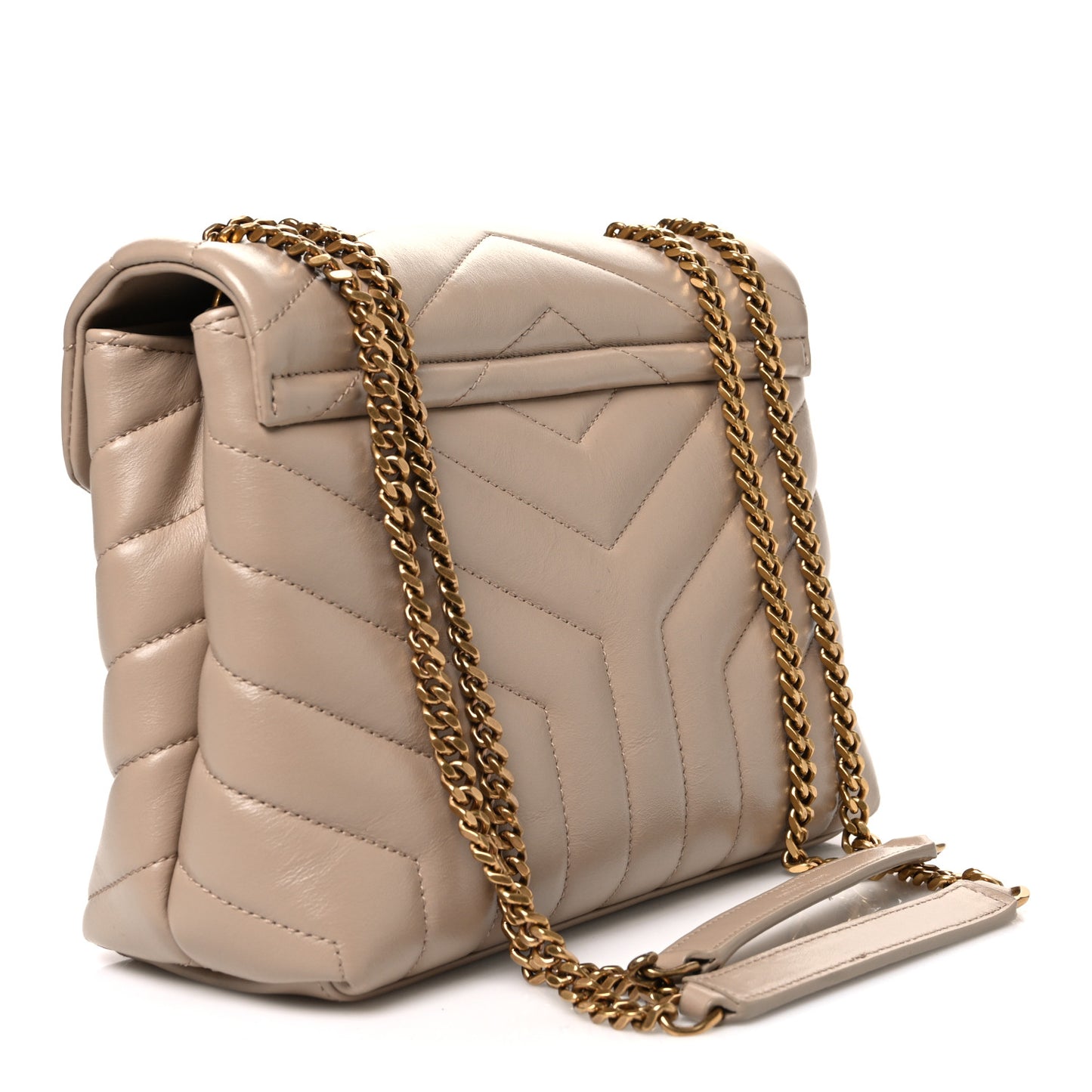 Calfskin Y Quilted Monogram Small Loulou Chain Satchel Dark Beige