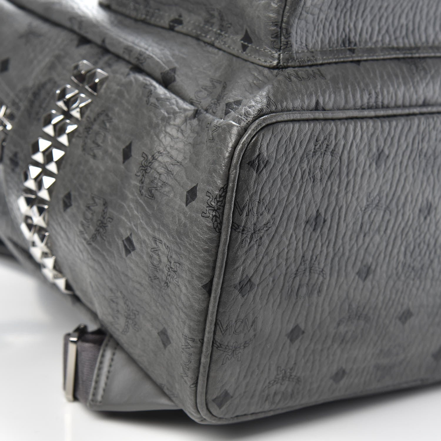 MCM Visetos Side Stud Medium Stark Backpack Grey 7 of 12