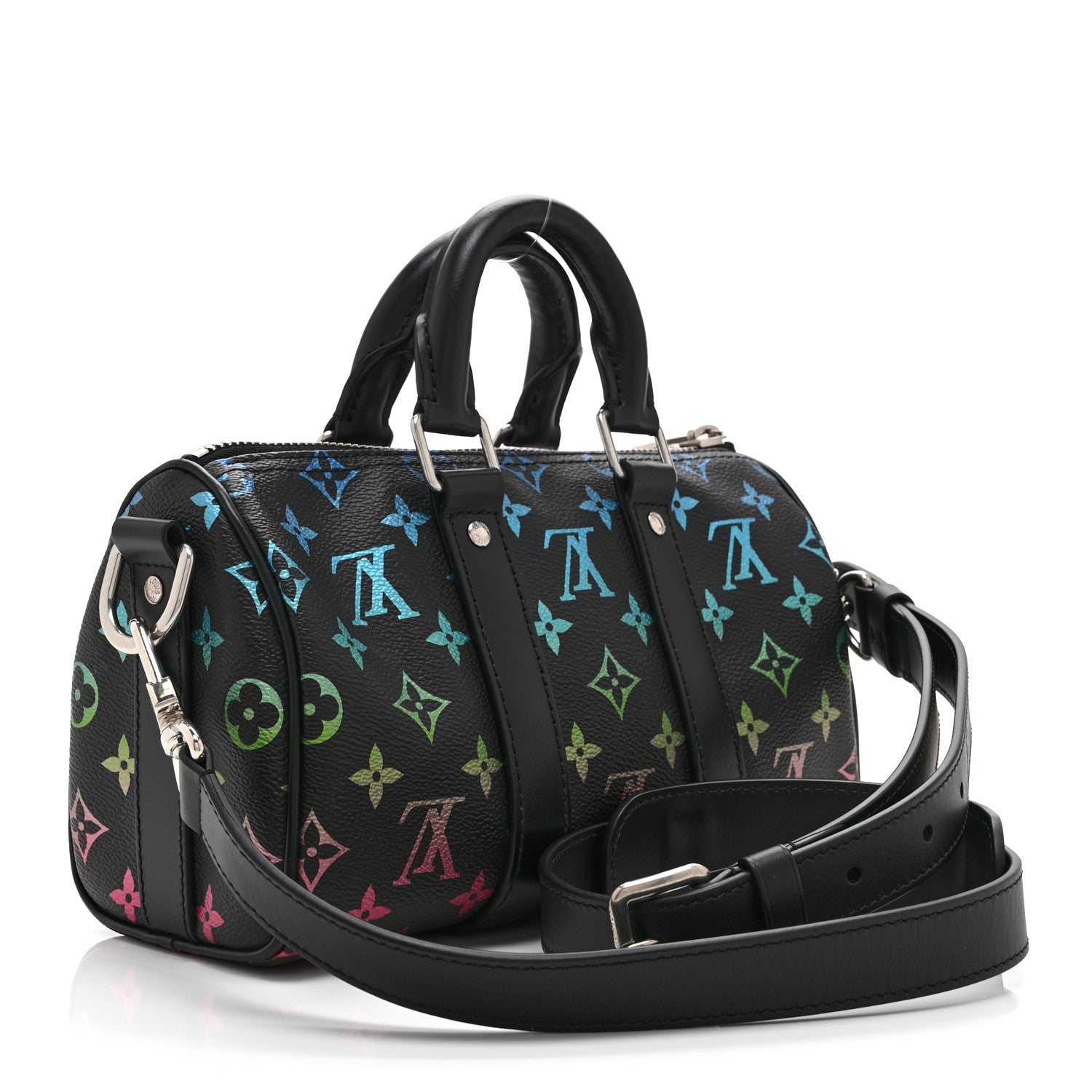 Louis Vuitton Monogram Iridescent Keepall Bandouliere 25 Black 3 of 9