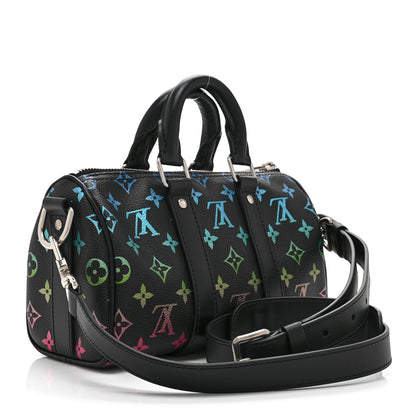 Louis Vuitton Monogram Iridescent Keepall Bandouliere 25 Black 3 of 9