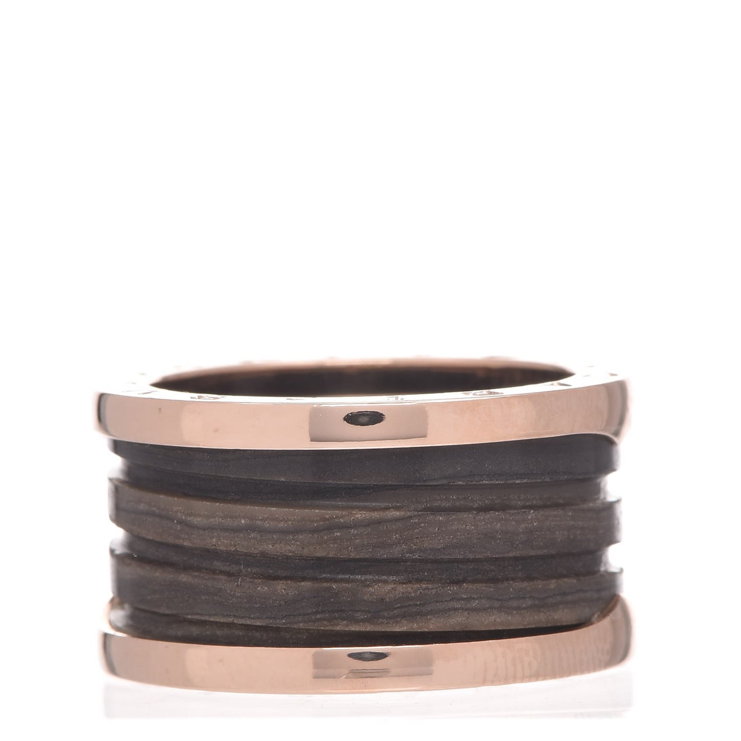 18K Rose Gold Brown Marble B.Zero1 4 Band Ring 56 7.5