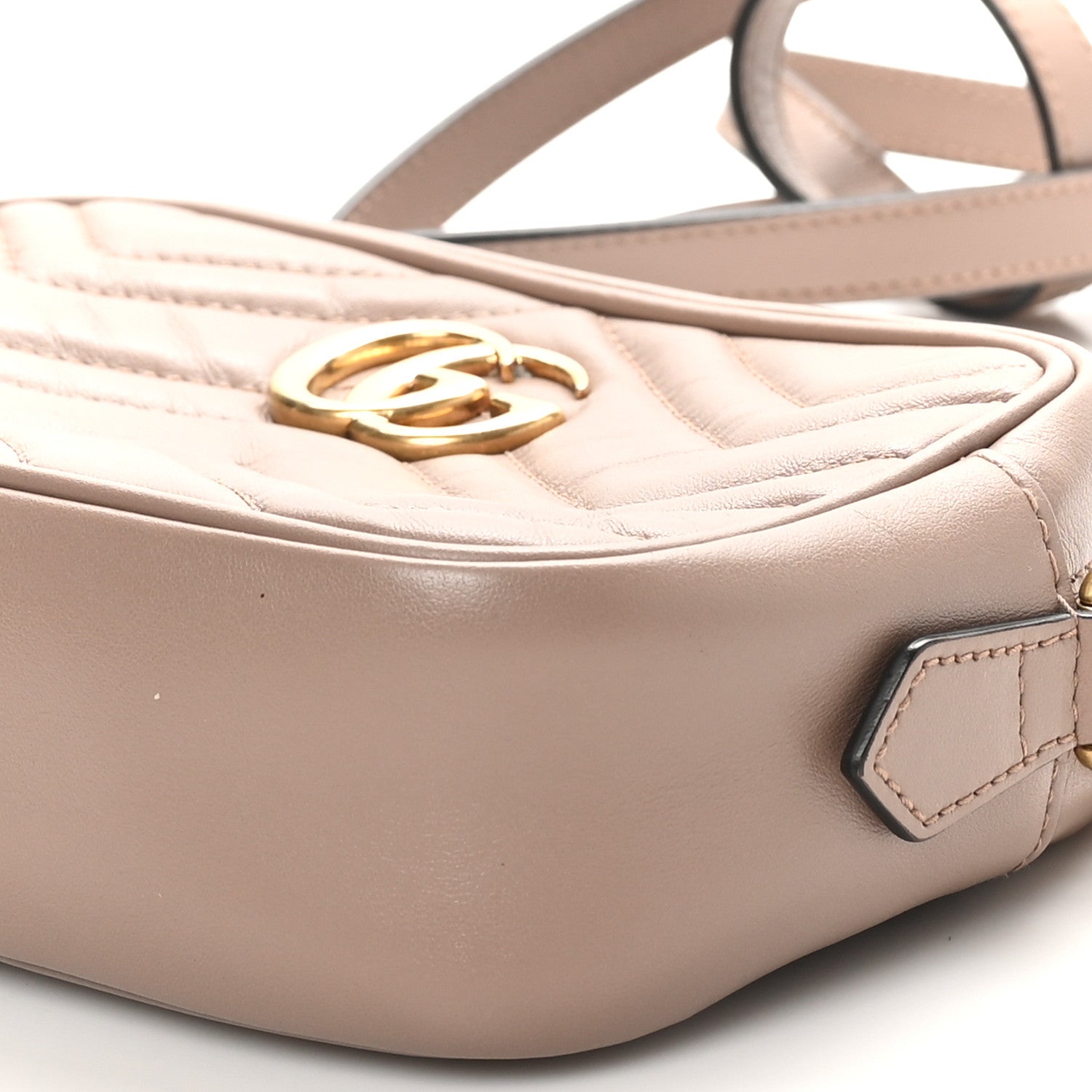 Gucci Calfskin Matelasse Mini GG Marmont Chain Shoulder Bag Porcelain Rose 10 of 11