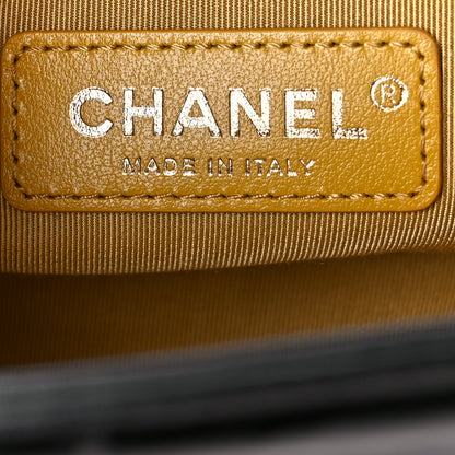 Chanel Calfskin Crocodile Embossed Graffiti Cocodile Small Boy Flap Black Gold 6 of 11