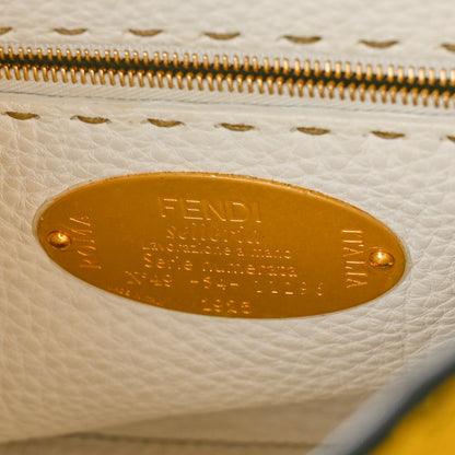 Fendi Cuoio Romano Selleria Chamois Medium Peekaboo Iconic Essentially Satchel Limone Cipria White 6 of 14