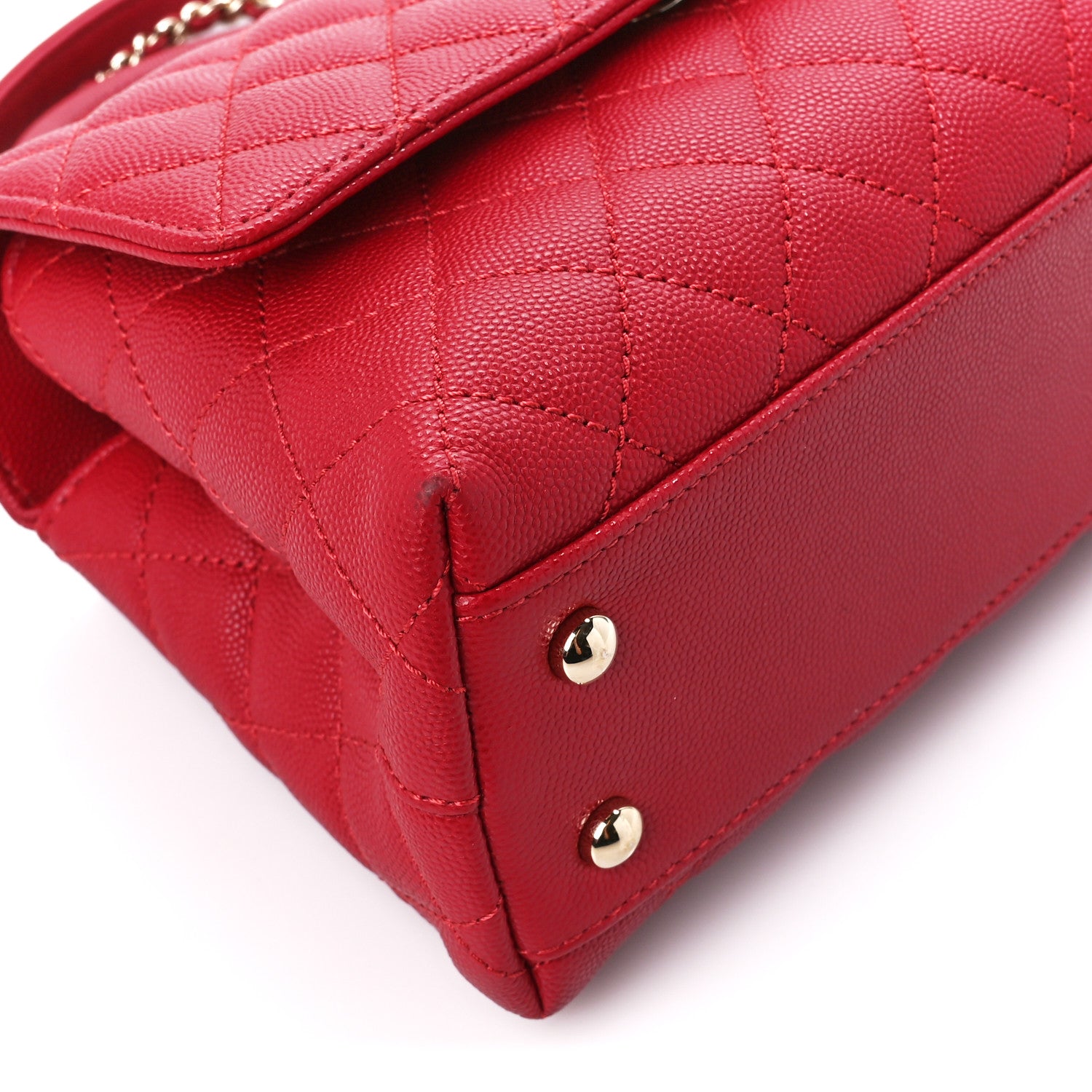 Chanel Caviar Quilted Mini Coco Handle Flap Red 9 of 10