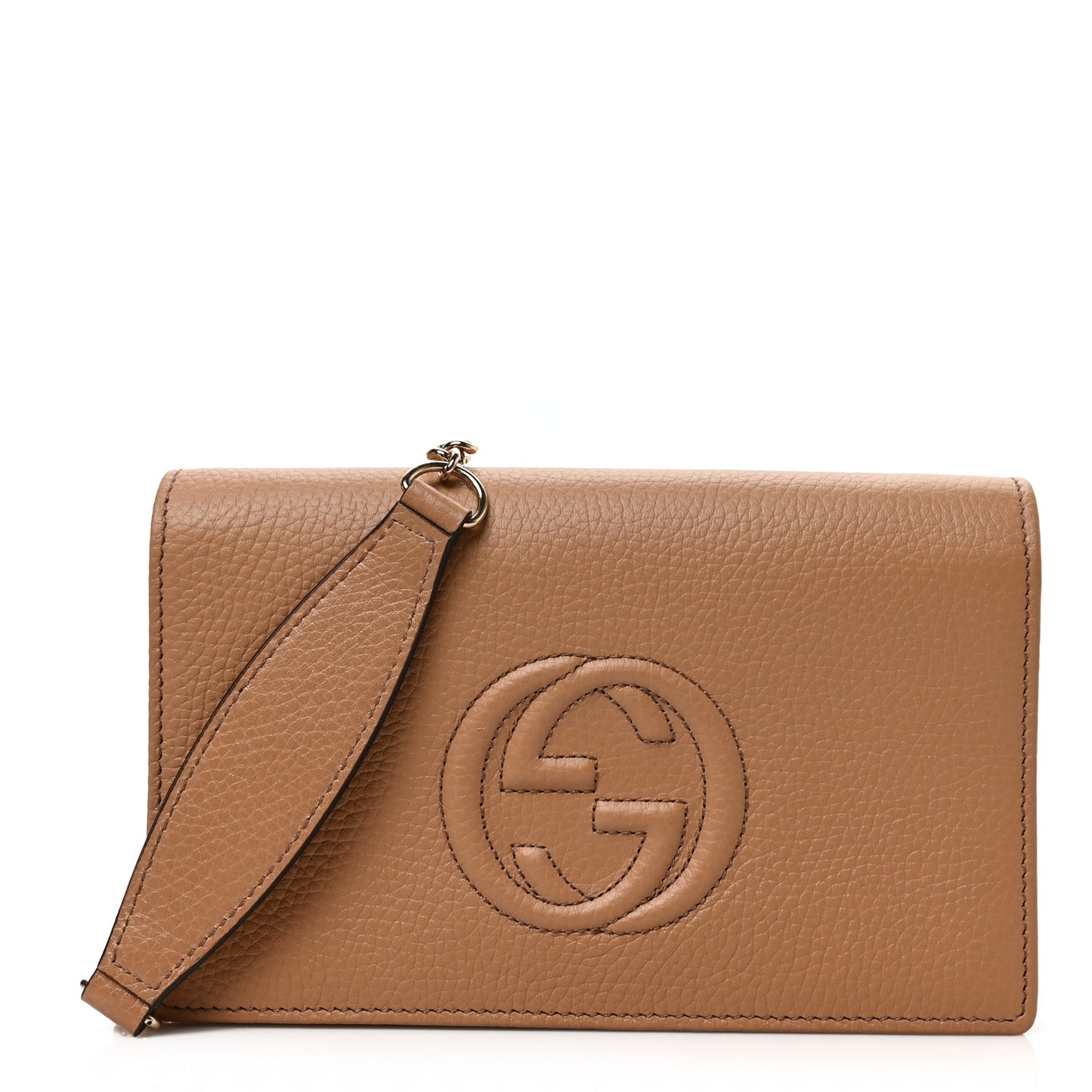 Pebbled Calfskin Soho Wallet On Chain Camelia