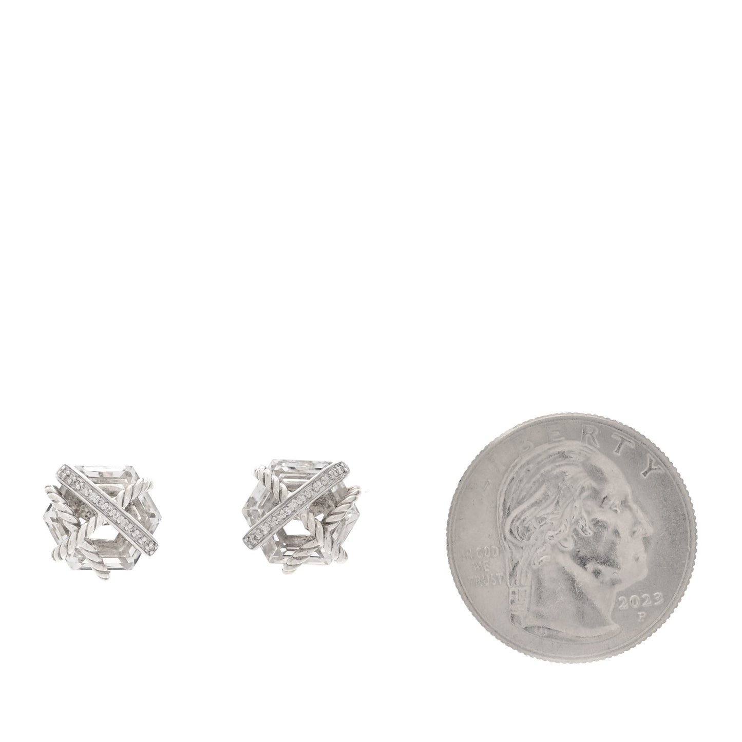 Sterling Silver Diamond Crystal 10mm Cable Wrap Earrings