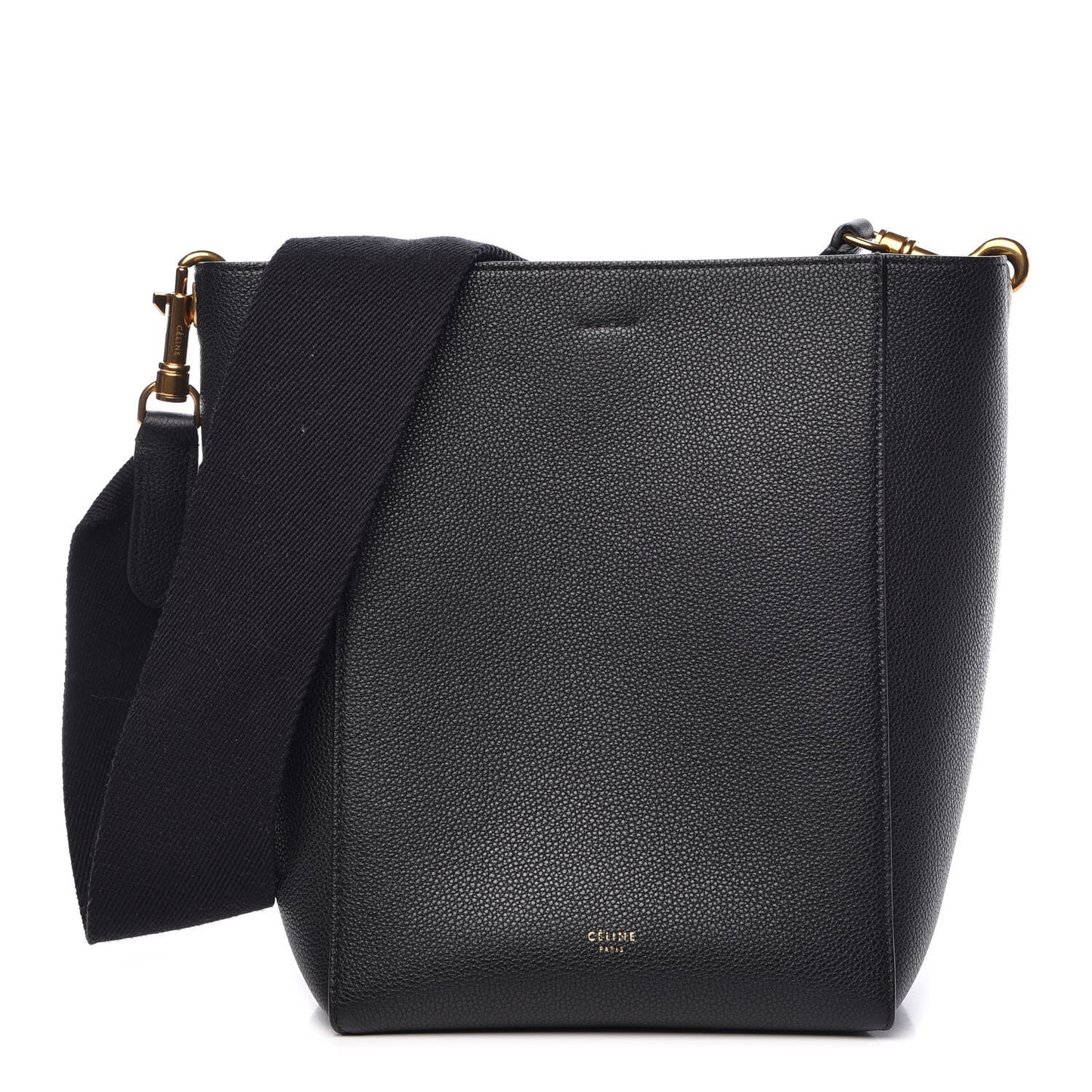 Soft Grained Calfskin Small Sangle Bucket Bag Black