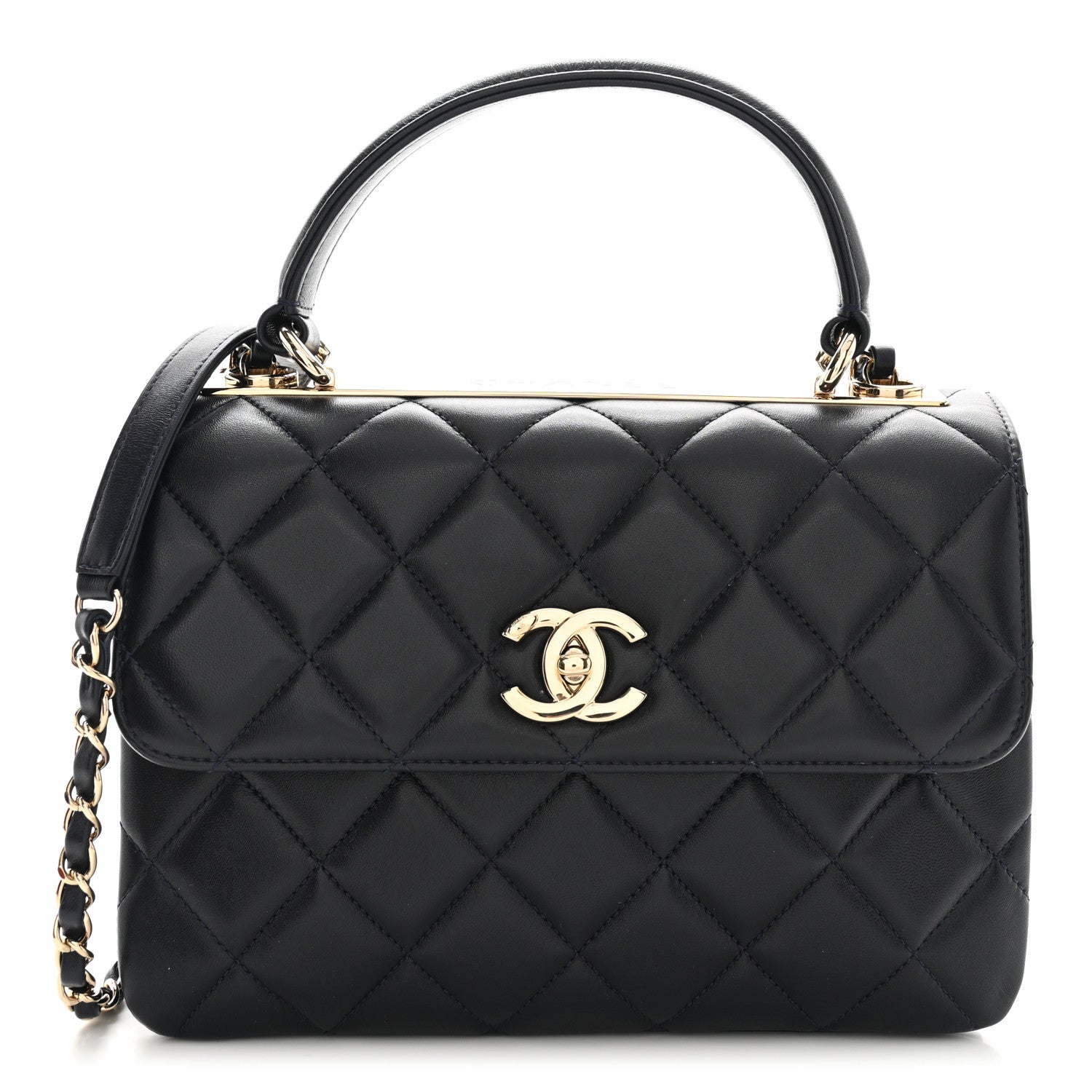 Chanel Lambskin Quilted Small Trendy CC Dual Handle Flap Bag Navy 1 of 11