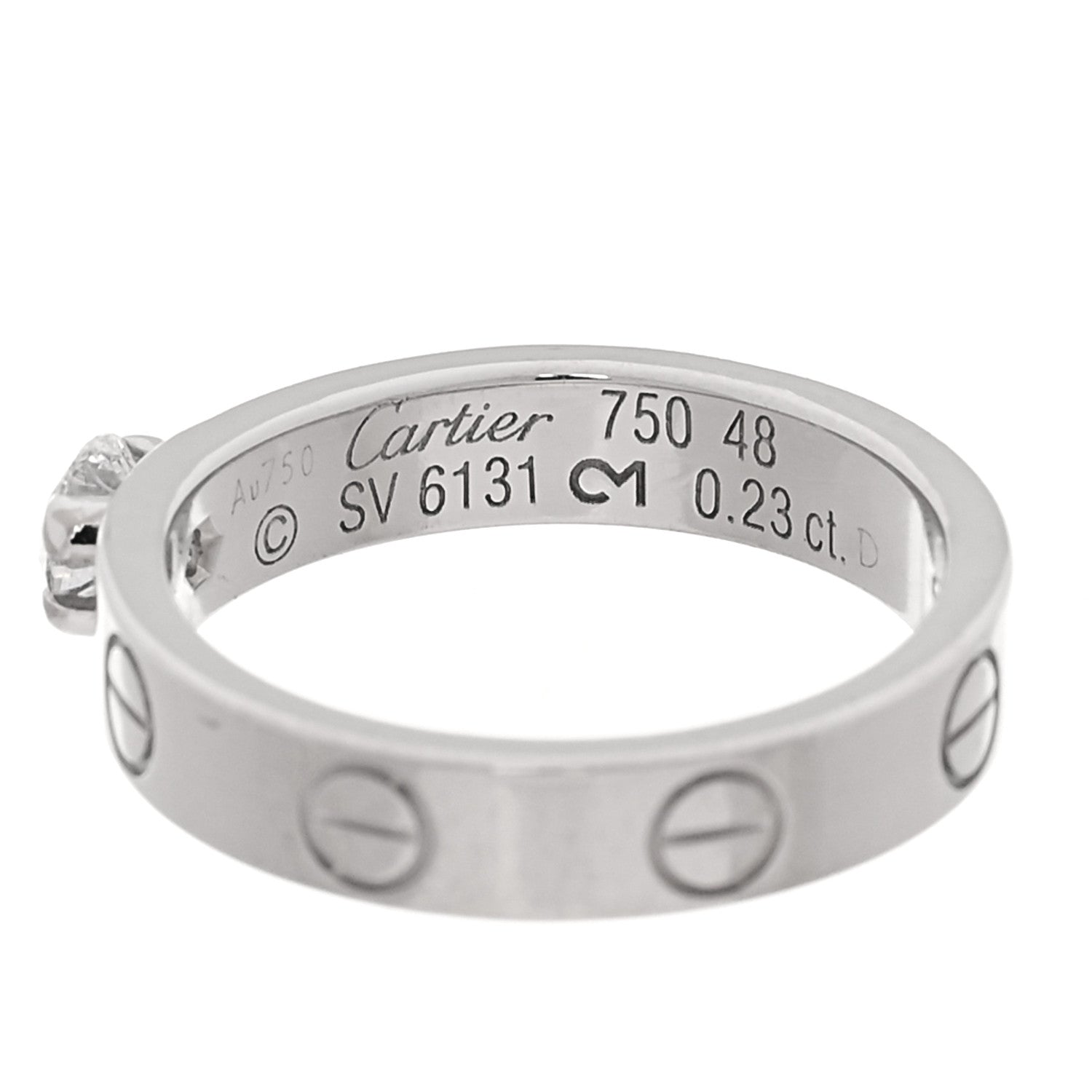 Cartier 18K White Gold Diamond .23ct LOVE Solitaire Engagement Ring 48 4.25 5 of 5
