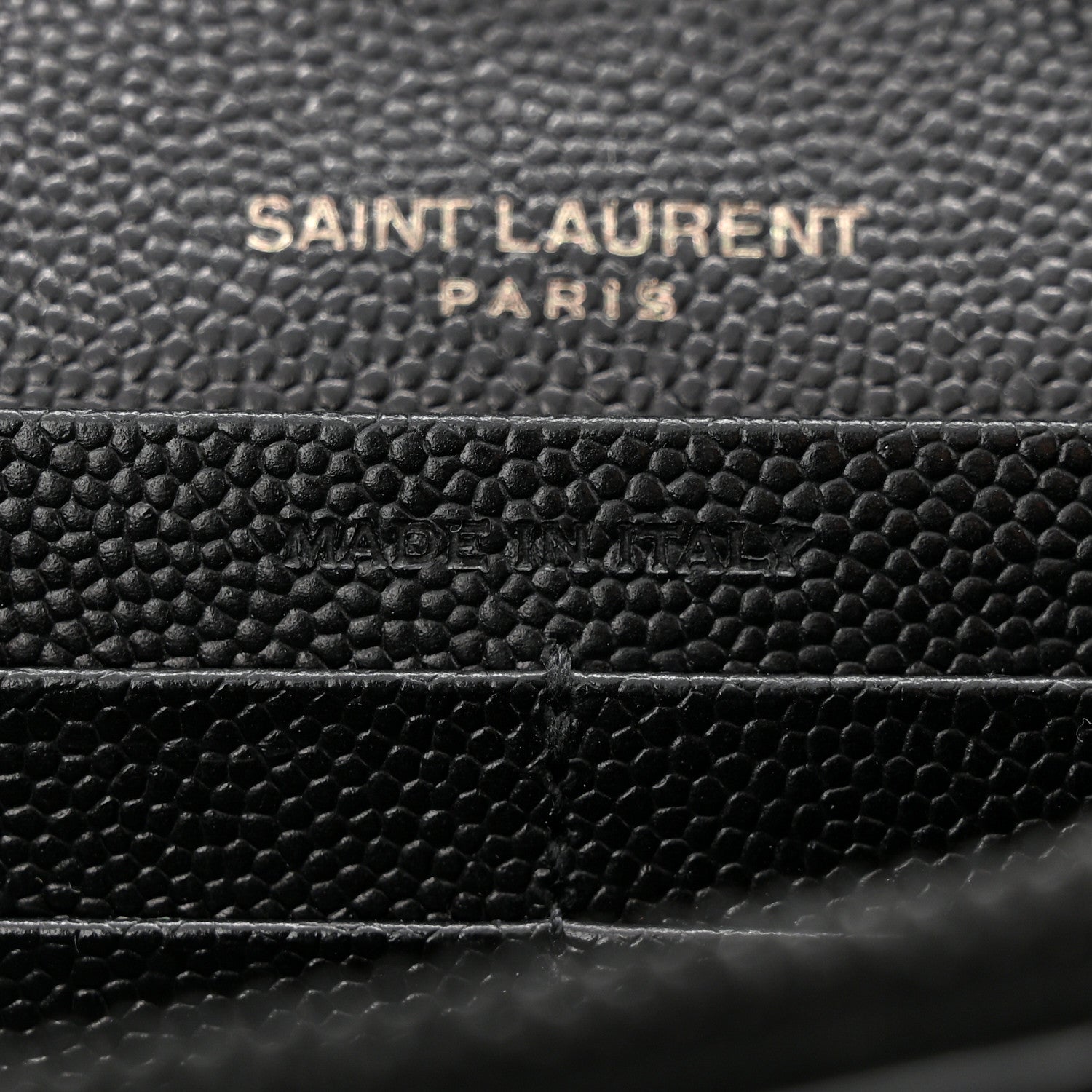 Saint Laurent Grain De Poudre Matelasse Chevron Monogram Monochrome Chain Wallet Black 8 of 11