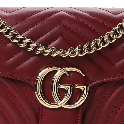 Gucci Calfskin Matelasse Small GG Marmont Shoulder Bag Ancora Red 8 of 10