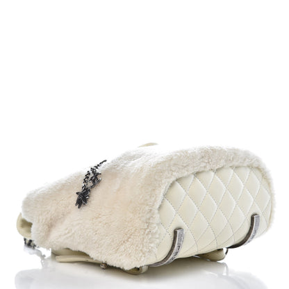 Chanel Glazed Calfskin Shearling Quilted Small Mountain Backpack Ivory 4 of 9