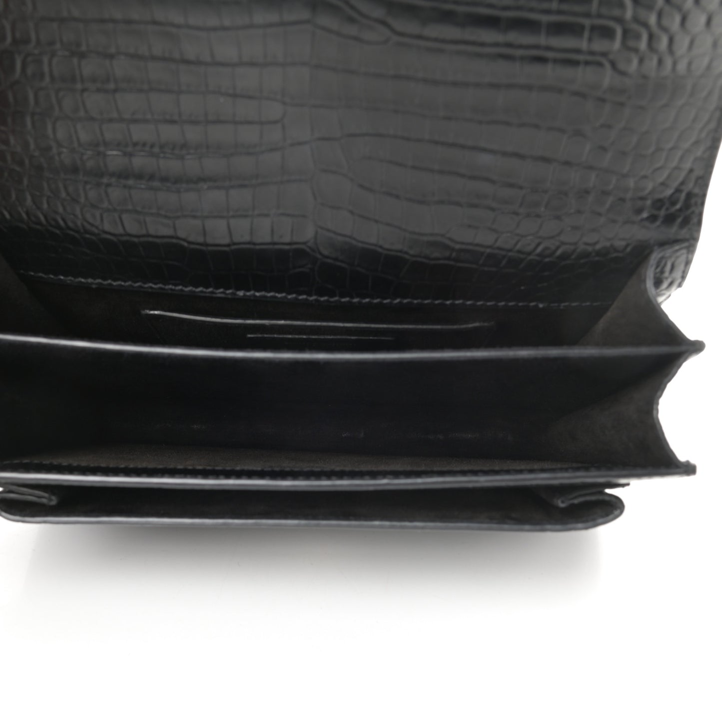 Calfskin Crocodile Embossed Medium Monogram Sunset Black