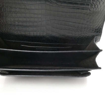 Saint Laurent Calfskin Crocodile Embossed Medium Monogram Sunset Black 5 of 10