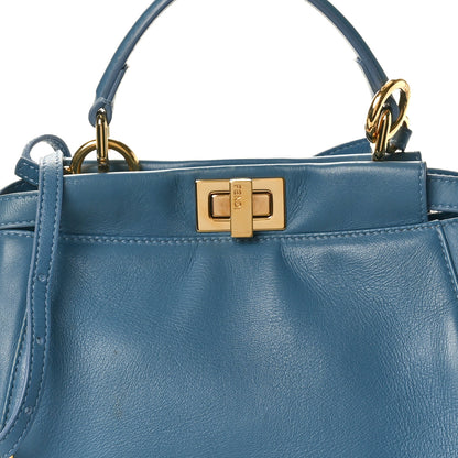 Fendi Nappa Mini Peekaboo Iconic Satchel Blue 7 of 14