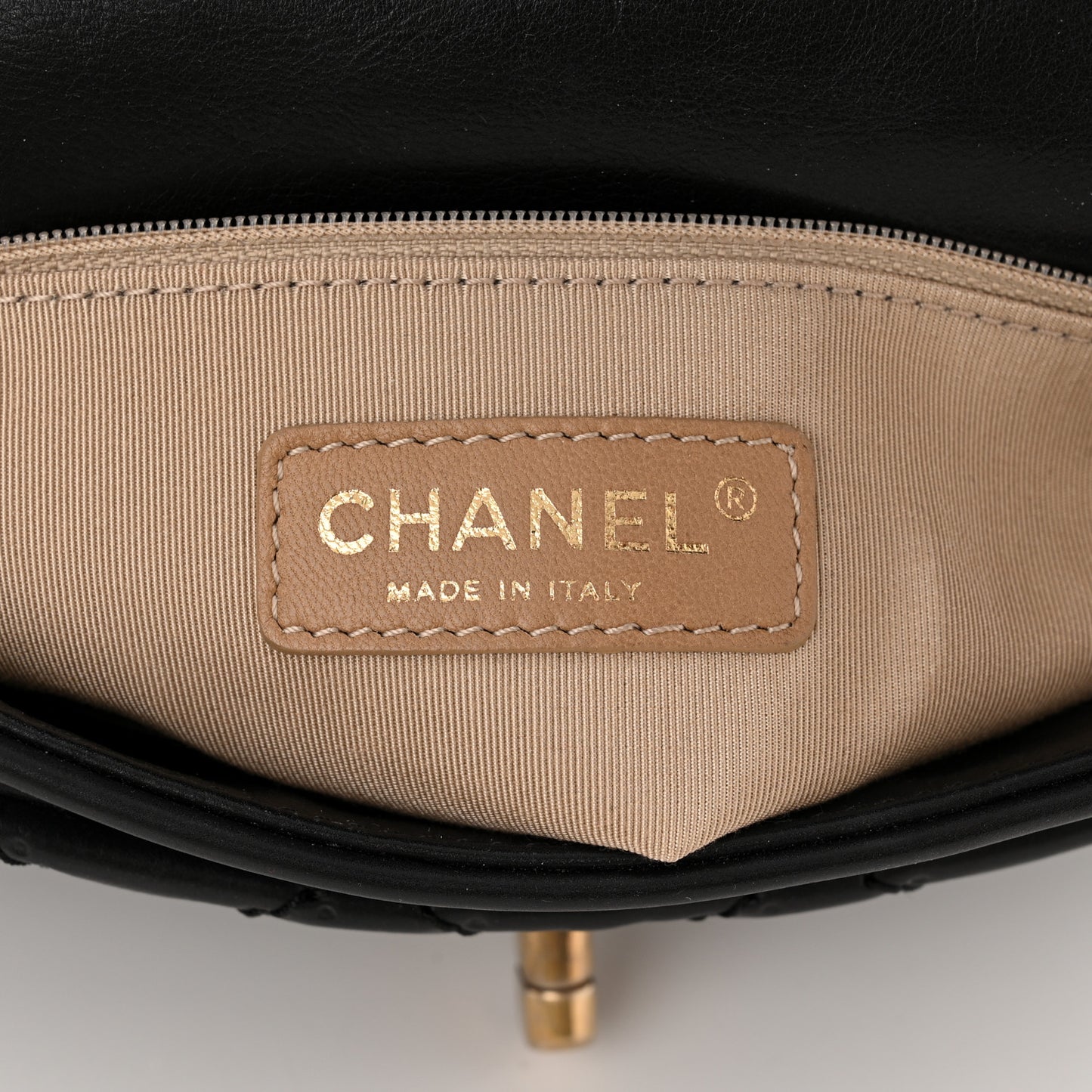 Calfskin Quilted Retro Chain Flap Black