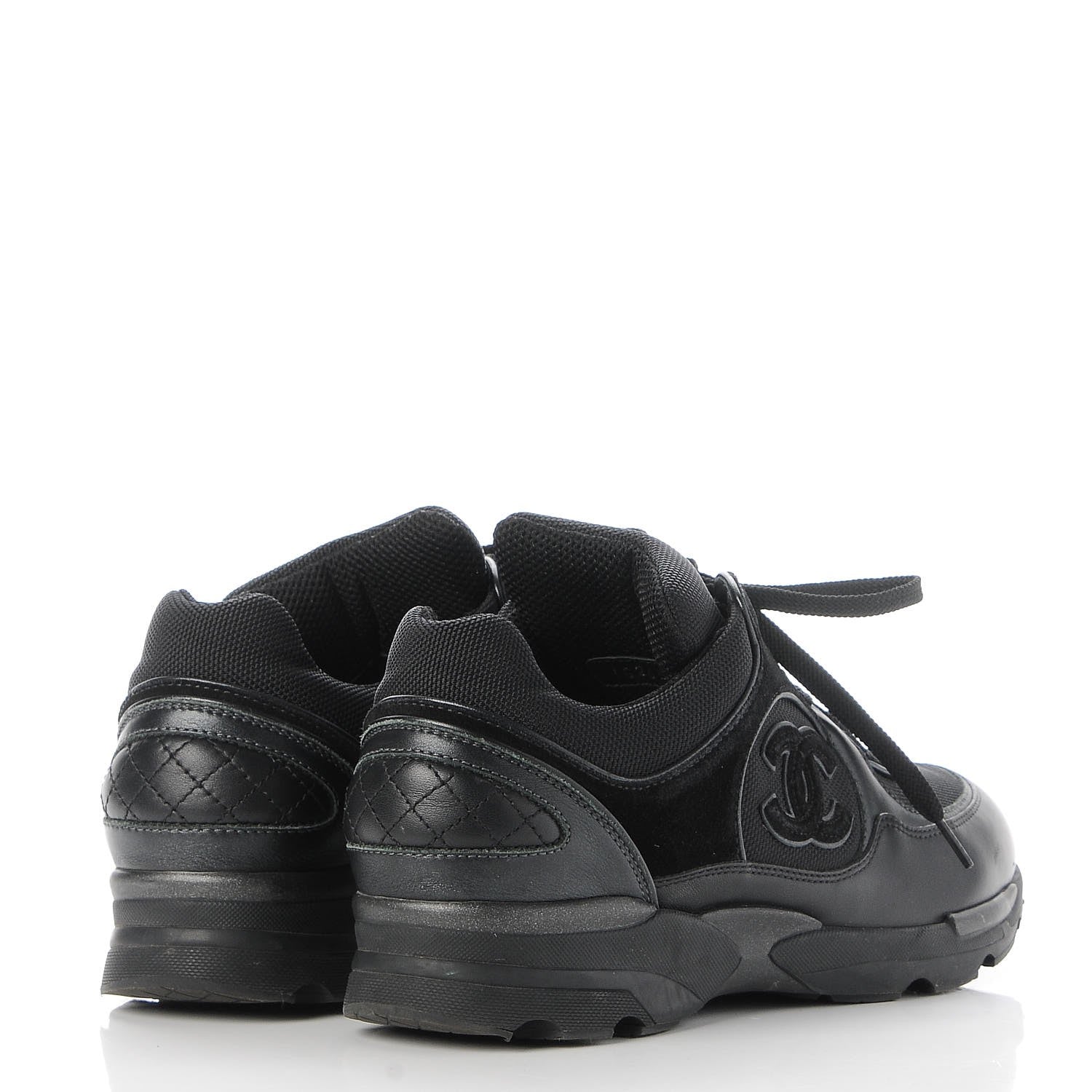 Chanel Suede Calfskin CC Sneakers 38 Black 4 of 8