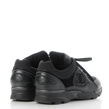 Chanel Suede Calfskin CC Sneakers 38 Black 4 of 8