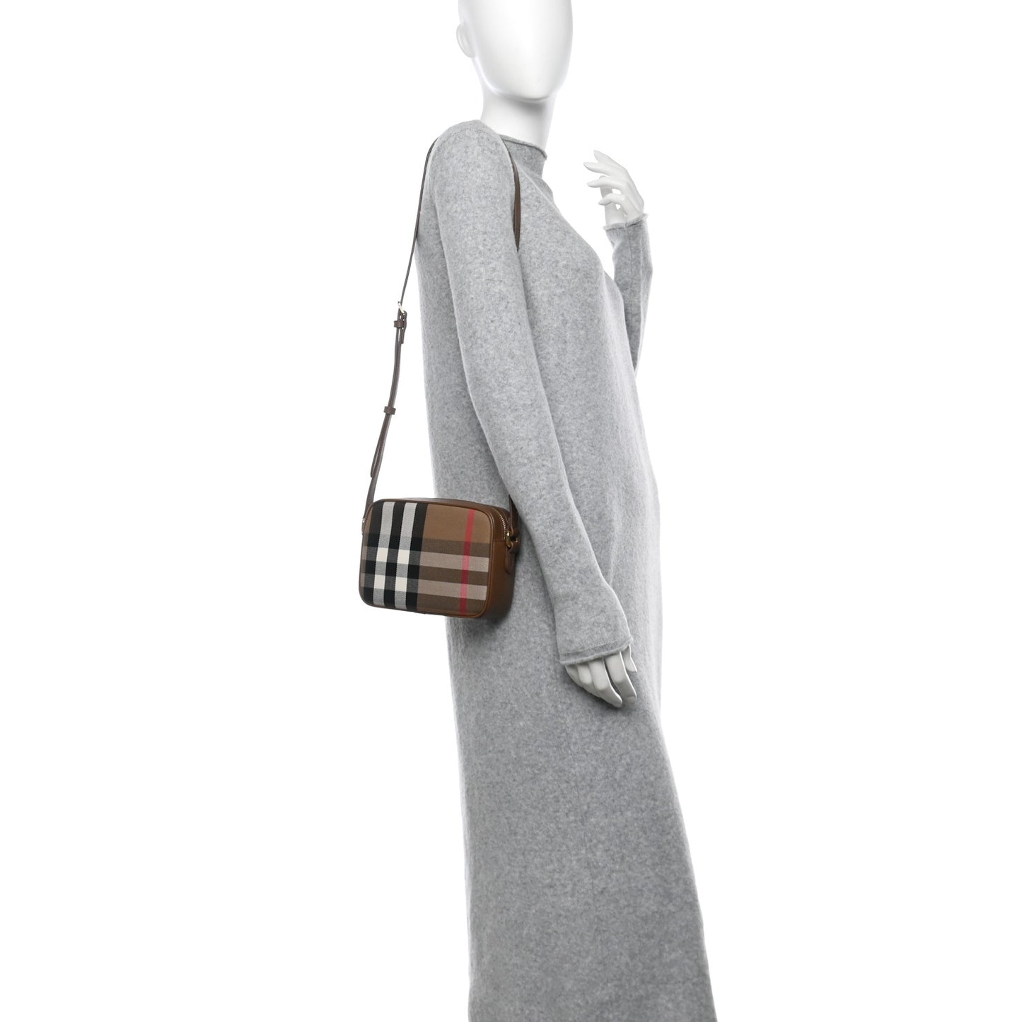 Calfskin House Check Small Camera Bag Earth