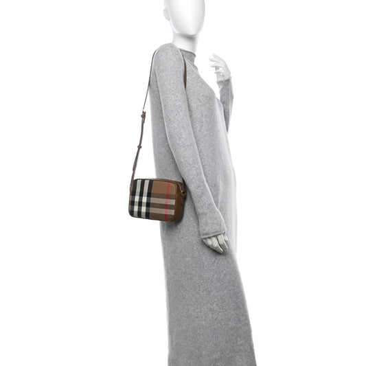 Calfskin House Check Small Camera Bag Earth