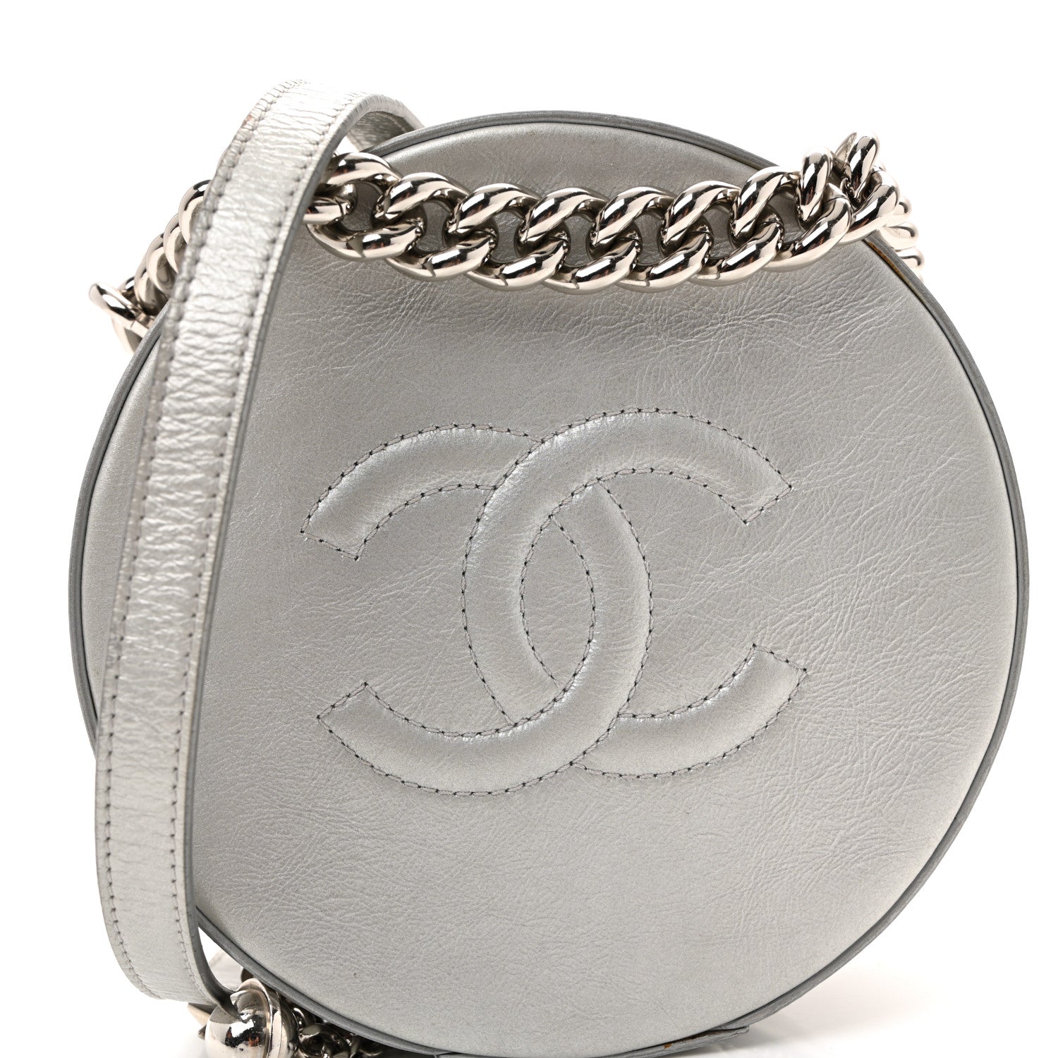 Chanel Metallic Glazed Calfskin Round As Earth Evening Bag Silver 8 of 10