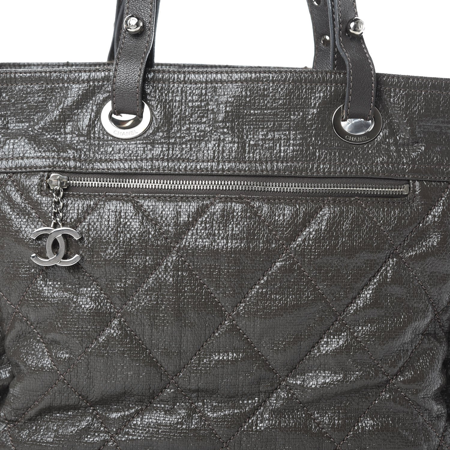 Chanel Coated Canvas Quilted Large Paris Biarritz Tote Grey 9 of 20