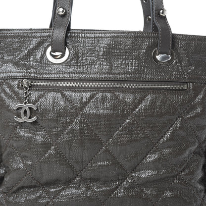 Chanel Coated Canvas Quilted Large Paris Biarritz Tote Grey 9 of 20