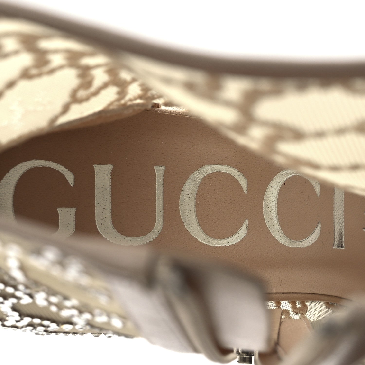 Gucci Tela Retino Kid Scamosciato Crystal GG Monogram Square Demi Boot 38.5 Light Powder Skin Rose 9 of 13