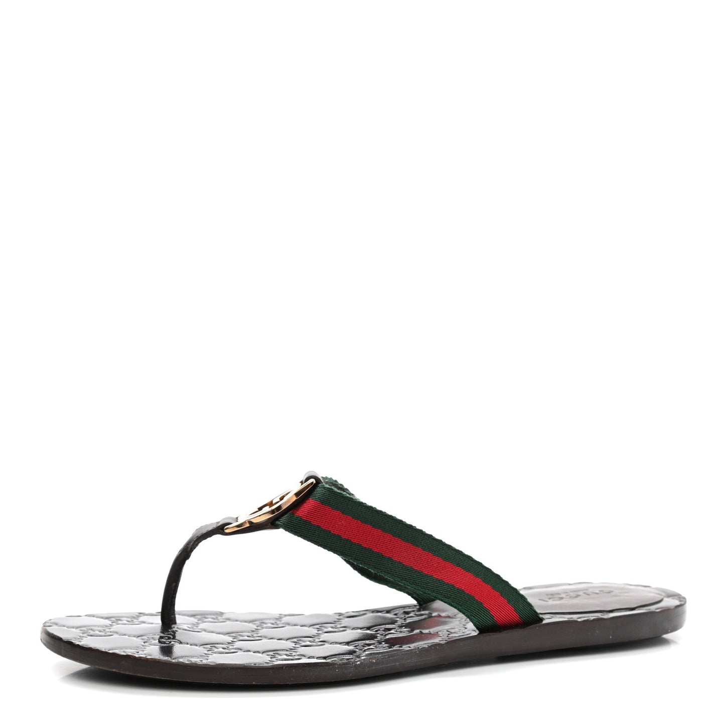 Nylon Guccissima Web Womens Thong Sandals 35 Green Red Black