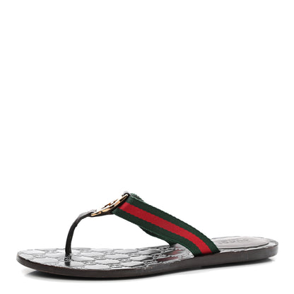 Gucci Nylon Guccissima Web Womens Thong Sandals 35 Green Red Black 1 of 12