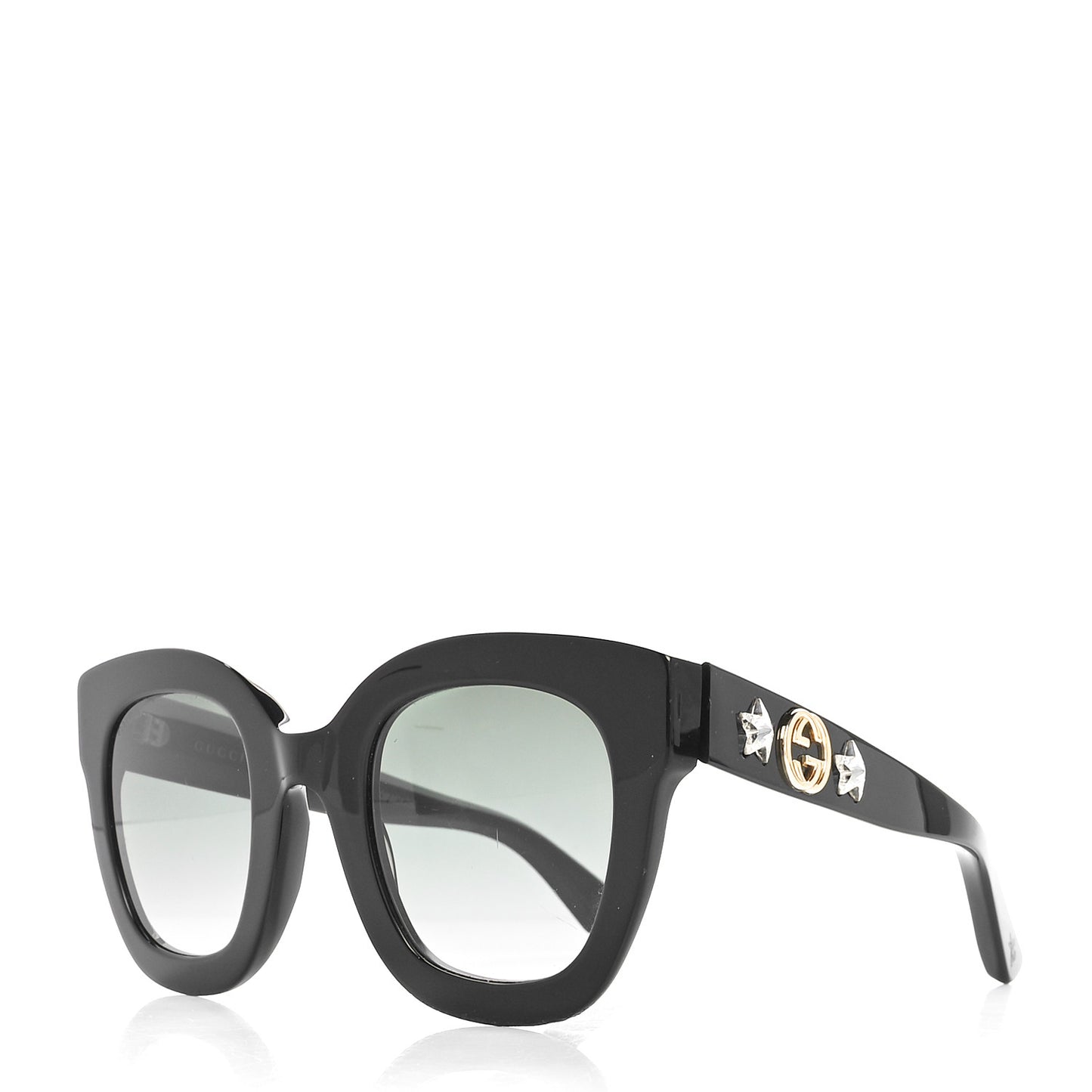 Acetate Crystal Star Round Frame Sunglasses GG0208S Black