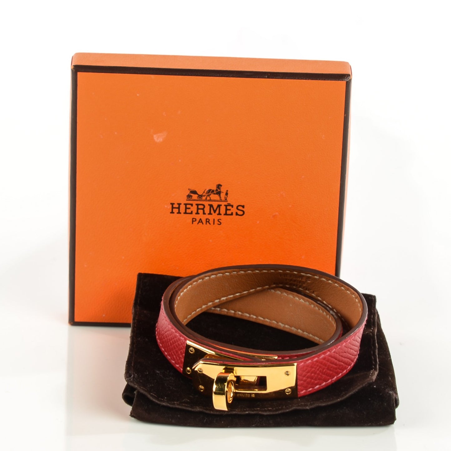 Epsom Kelly Double Tour Bracelet S Rouge Casaque