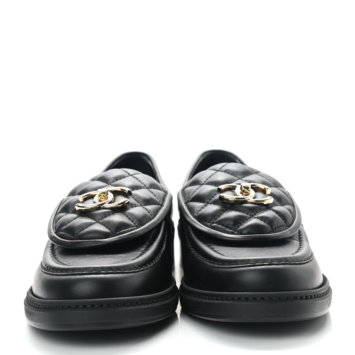 Lambskin Quilted CC Turnlock Loafers 40 Black