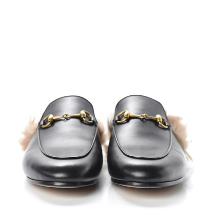 Gucci Calfskin Fur Womens Princetown Slippers 38 Black 2 of 8