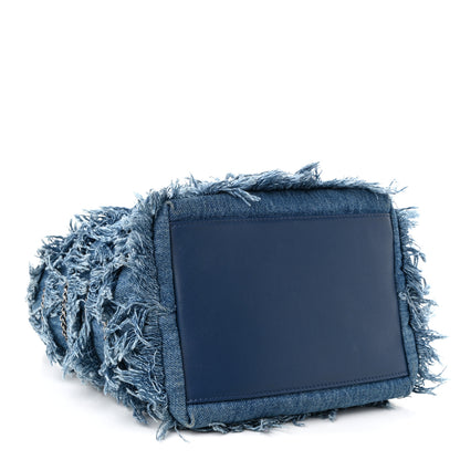 Chanel Calfskin Denim Fringe Chains CC Drawstring Bucket Bag Blue 3 of 9