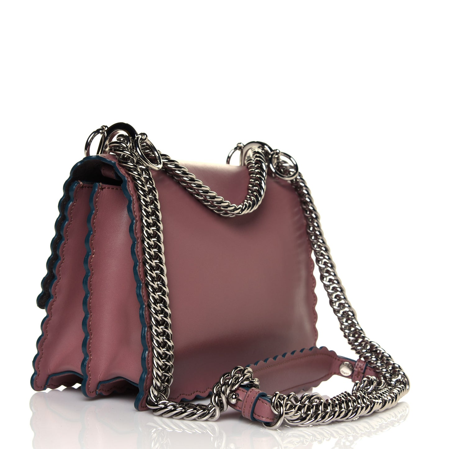 Vitello Liberty Scalloped Studded Small Kan I Shoulder Bag English Rose