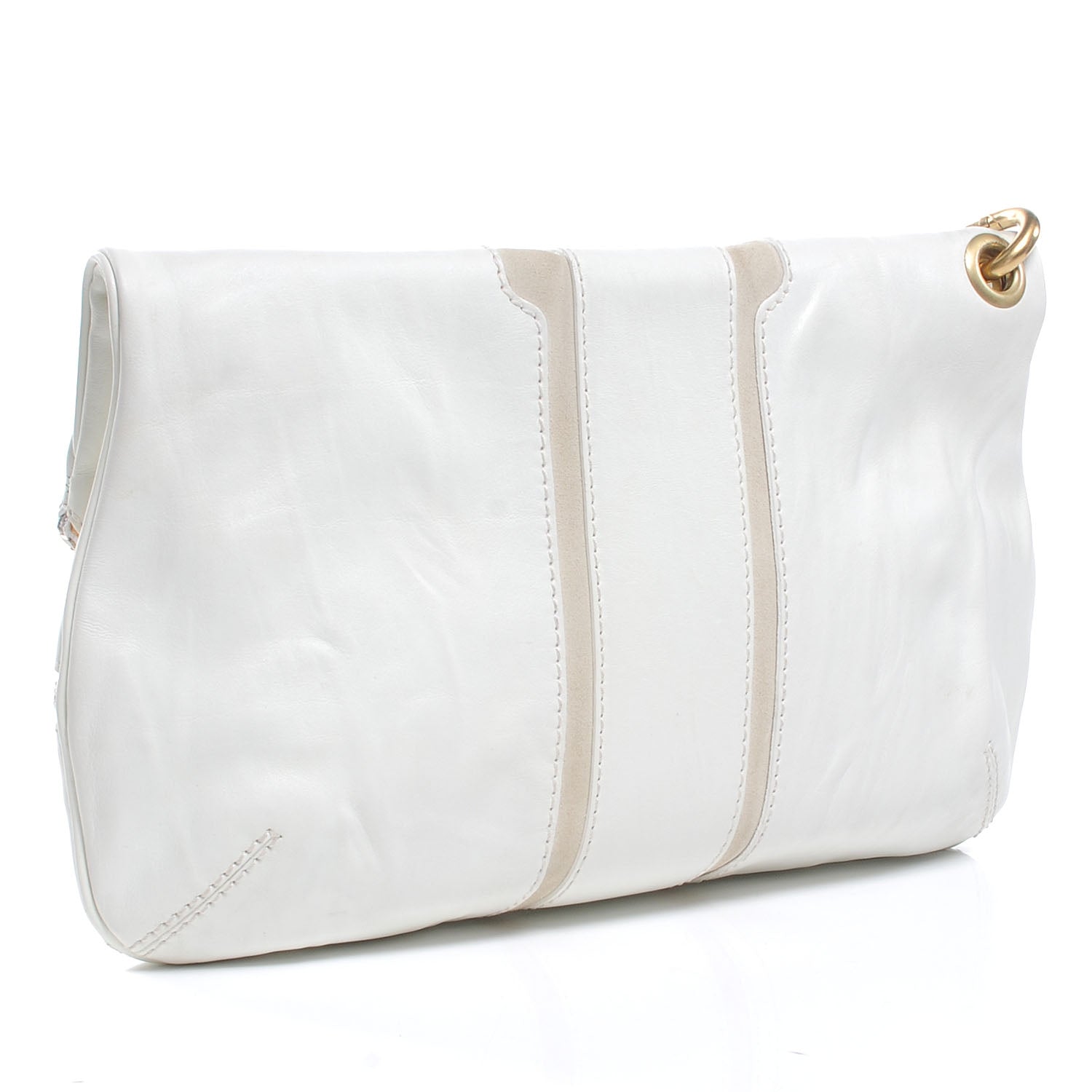 Jimmy Choo Leather Mave Foldover Clutch White 3 of 8